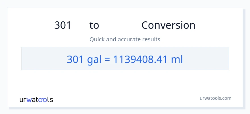 การแปลง 301 แกลลอน เป็น มิลลิลิตร