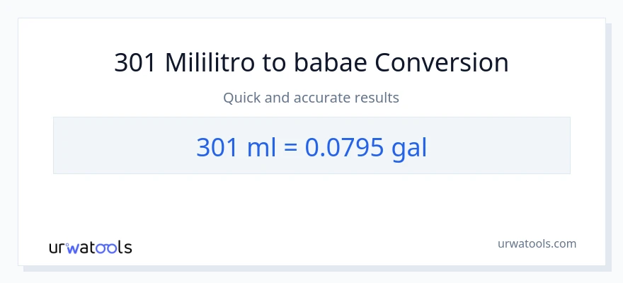 301 mga mililitro patungong Mga galon na conversion