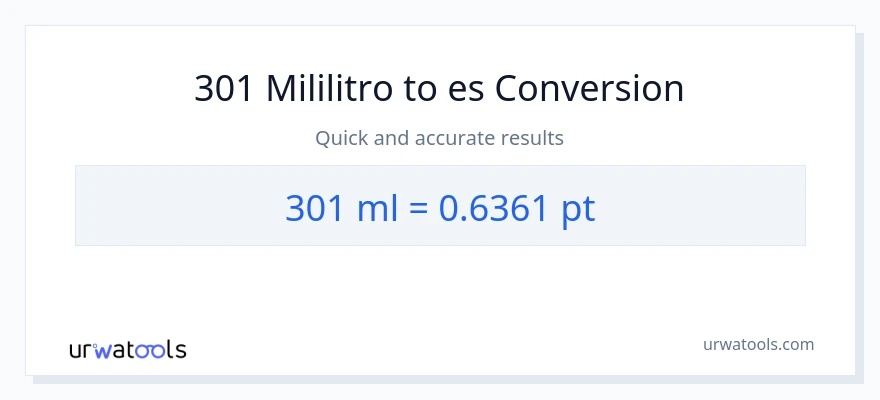 Conversión de 301 mililitros a Pints