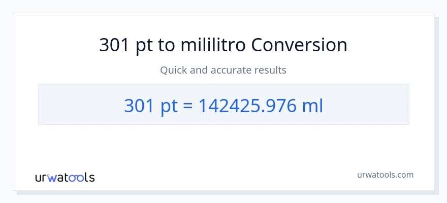 301 Pints patungong mga mililitro na conversion