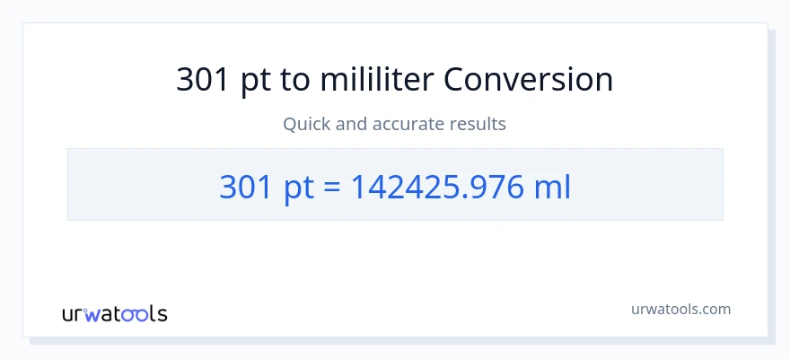 Penukaran 301 Pints kepada mililiter