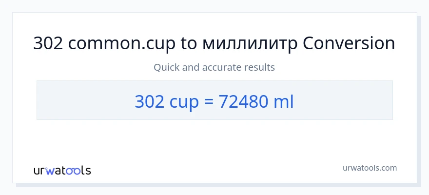 302 чашки в миллилитры преобразование