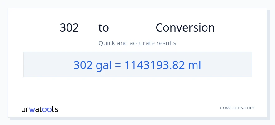 การแปลง 302 แกลลอน เป็น มิลลิลิตร