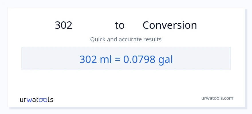 การแปลง 302 มิลลิลิตร เป็น แกลลอน