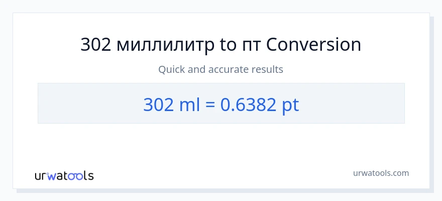302 миллилитры в Pints преобразование