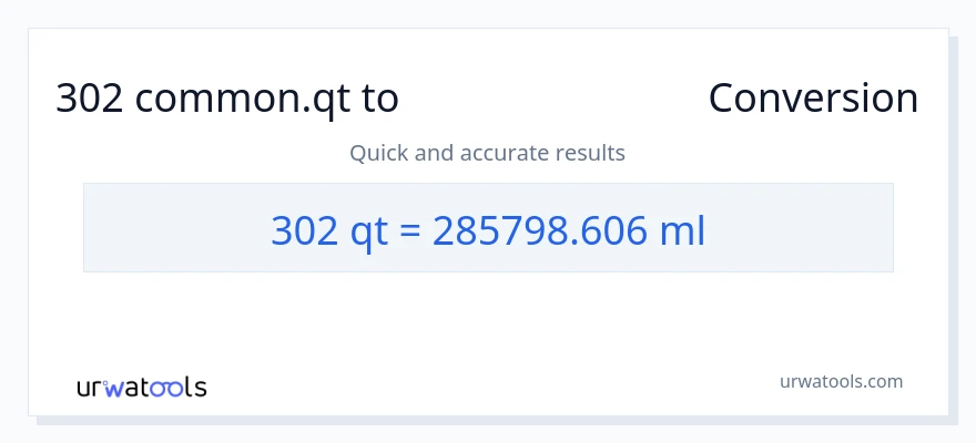 302 Quarts ൽ നിന്ന് മില്ലിലിറ്റർ ലേക്ക് പരിവർത്തനം
