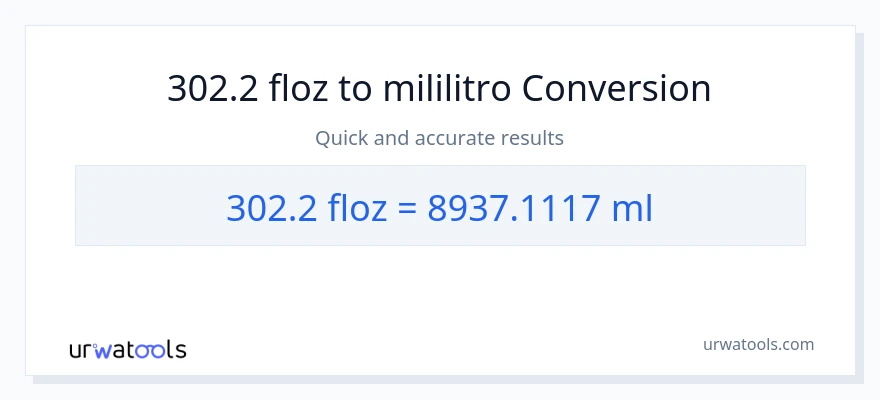 302.2 mga onsa ng likido patungong mga mililitro na conversion