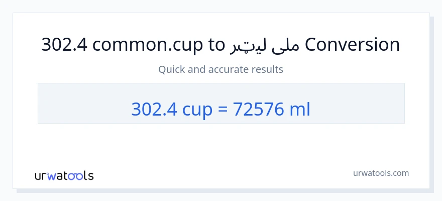 302.4 پيالې ته ملی لیټرونه بدلون