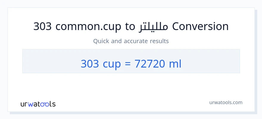التحويل من 303 أكواب إلى ملليلتر