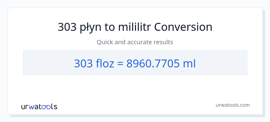 Konwersja 303 uncje płynu do mililitry