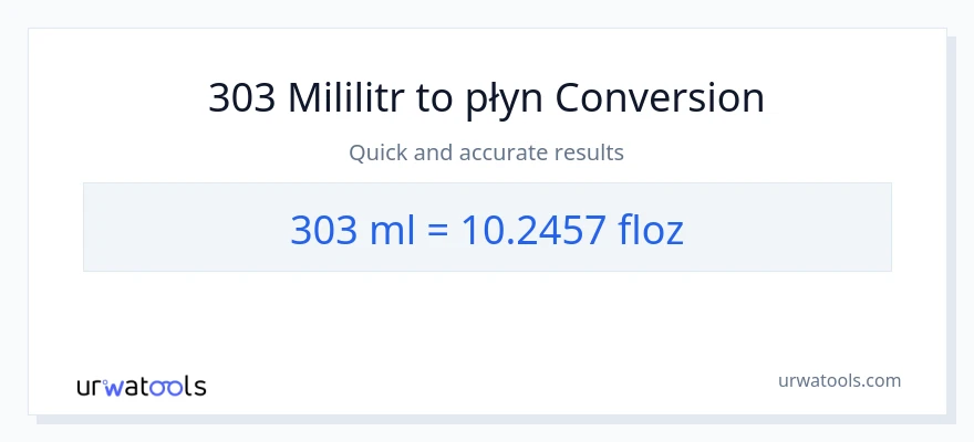 Konwersja 303 mililitry do uncje płynu