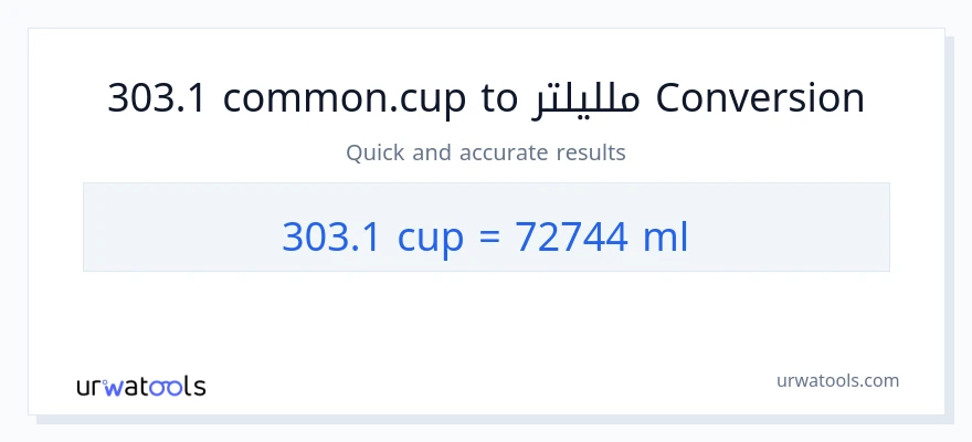 التحويل من 303.1 أكواب إلى ملليلتر