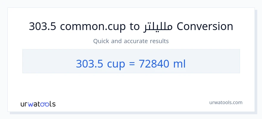 التحويل من 303.5 أكواب إلى ملليلتر