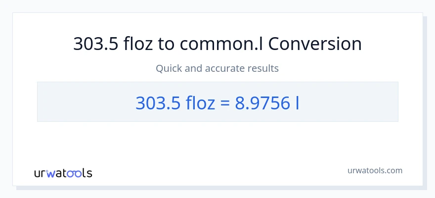 Conversió de 303.5 unces fluides a Liters