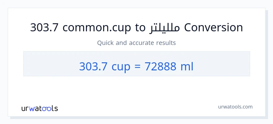 التحويل من 303.7 أكواب إلى ملليلتر