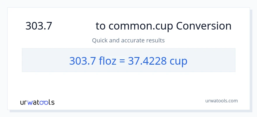 303.7 ദ്രാവക ഔൺസ് ൽ നിന്ന് കപ്പുകൾ ലേക്ക് പരിവർത്തനം