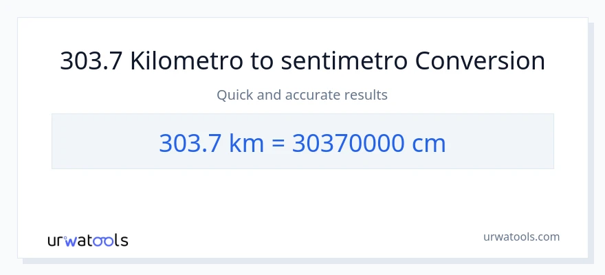 303.7 Kilometro patungong Mga Sentimetro na conversion