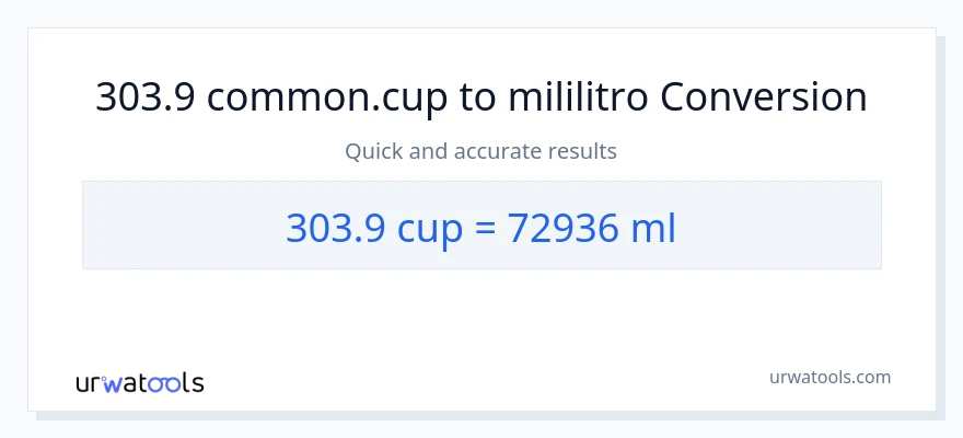 Conversión de 303.9 tazas a mililitros