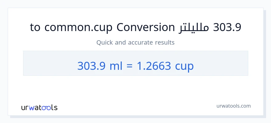التحويل من 303.9 ملليلتر إلى أكواب