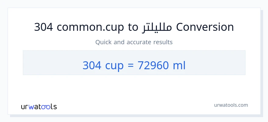 التحويل من 304 أكواب إلى ملليلتر