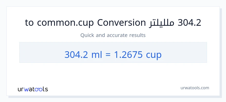 التحويل من 304.2 ملليلتر إلى أكواب