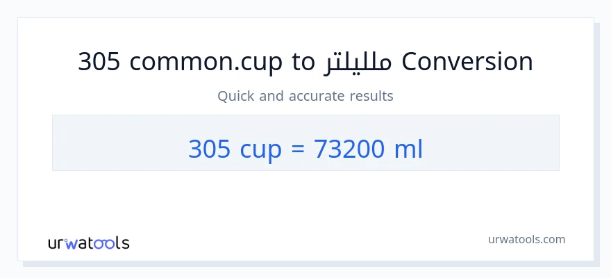 التحويل من 305 أكواب إلى ملليلتر