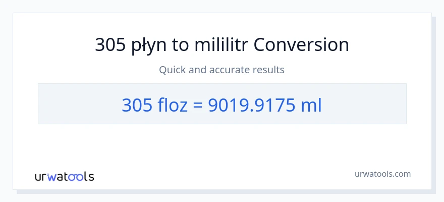 Konwersja 305 uncje płynu do mililitry