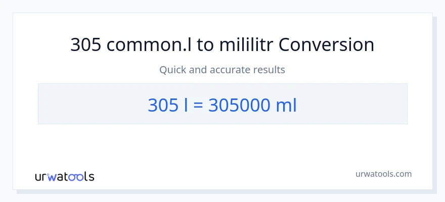 Konwersja 305 Liters do mililitry