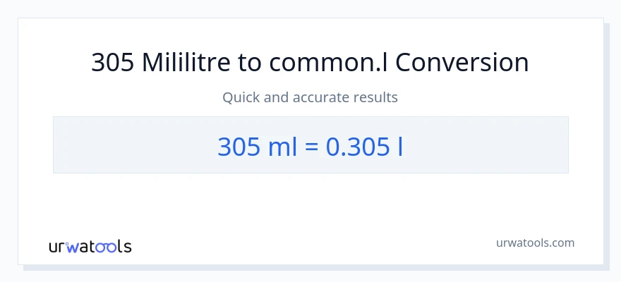 305 mililitre'den Liters'e dönüşüm