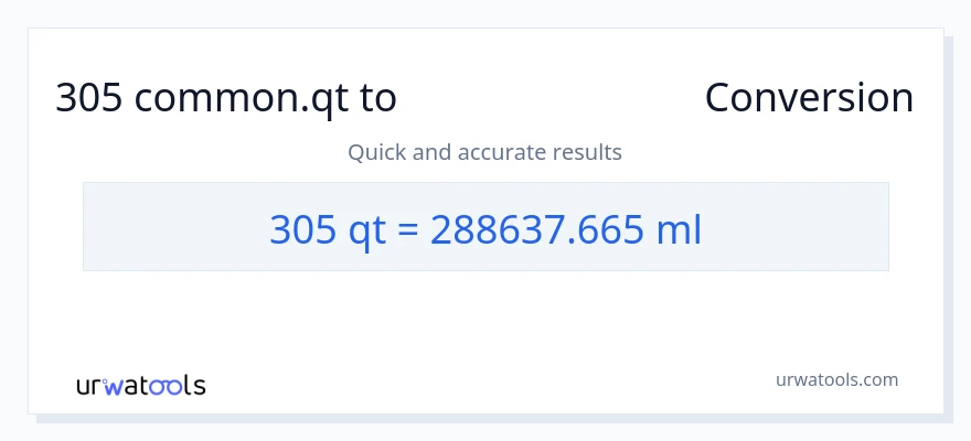 305 Quarts ൽ നിന്ന് മില്ലിലിറ്റർ ലേക്ക് പരിവർത്തനം