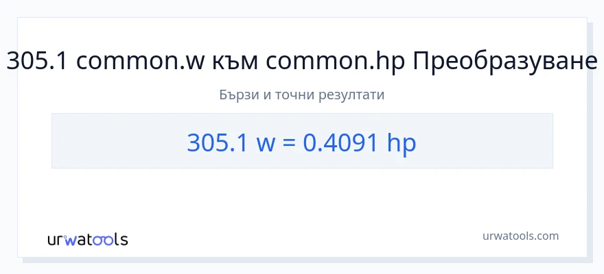 305.1 конверсия от ватове до конски сили