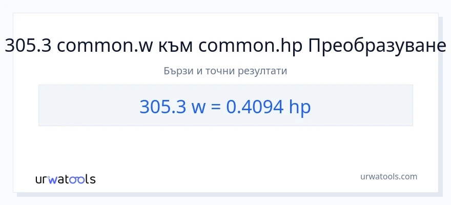 305.3 конверсия от ватове до конски сили