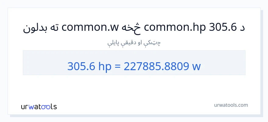 305.6 هارس پاور ته واټونه بدلون