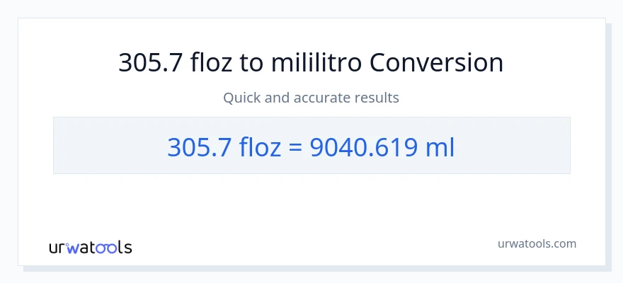305.7 mga onsa ng likido patungong mga mililitro na conversion