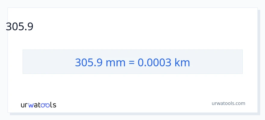 305.9 మిల్లీమీటర్లు నుండి కిలోమీటర్లు కు మార్పిడి