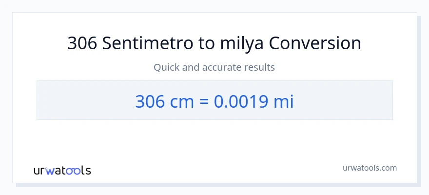 306 Mga Sentimetro patungong milya na conversion