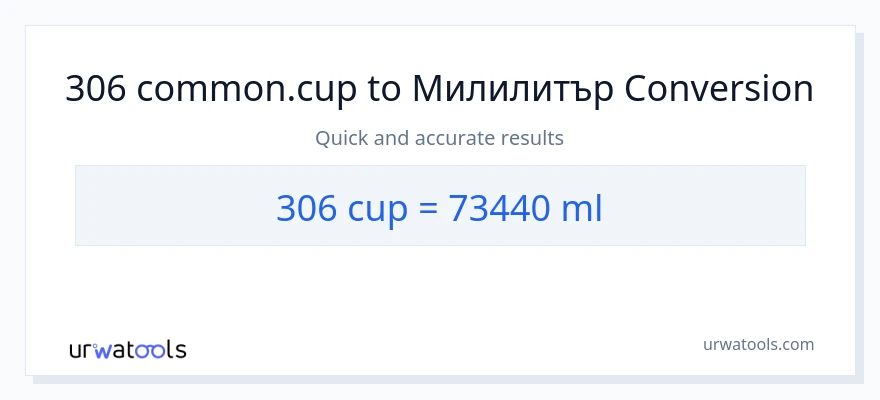 306 конверсия от чаши до милилитри