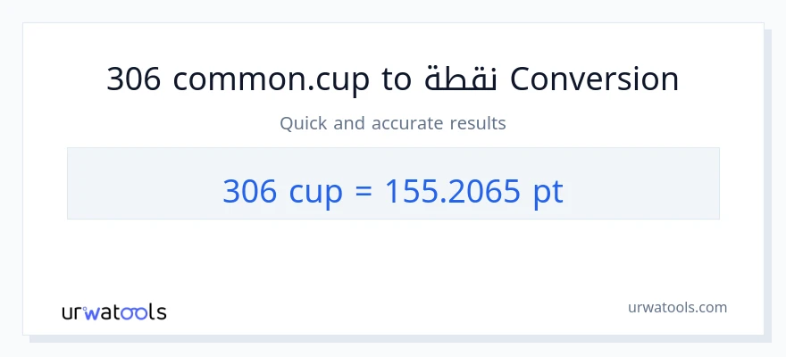 التحويل من 306 أكواب إلى Pints