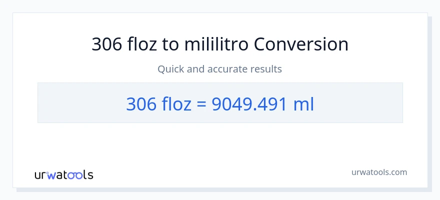Conversión de 306 onzas líquidas a mililitros