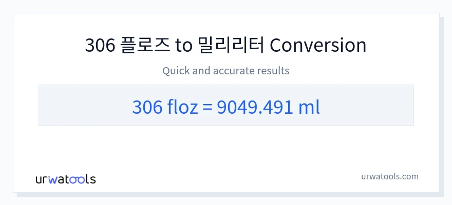 306 액량 온스에서 밀리리터으로의 변환
