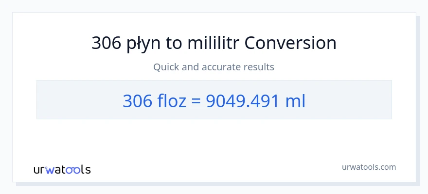 Konwersja 306 uncje płynu do mililitry