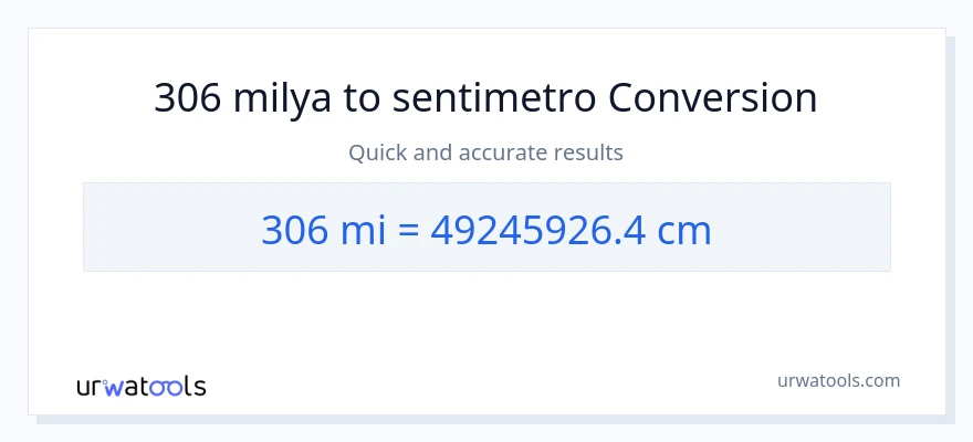 306 milya patungong Mga Sentimetro na conversion