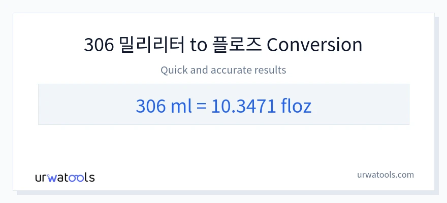 306 밀리리터에서 액량 온스으로의 변환