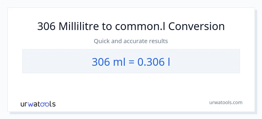 Conversion 306 millilitres vers Liters