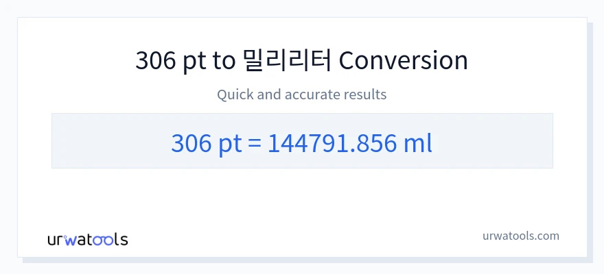 306 Pints에서 밀리리터으로의 변환