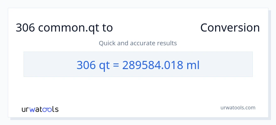 306 Quarts ൽ നിന്ന് മില്ലിലിറ്റർ ലേക്ക് പരിവർത്തനം