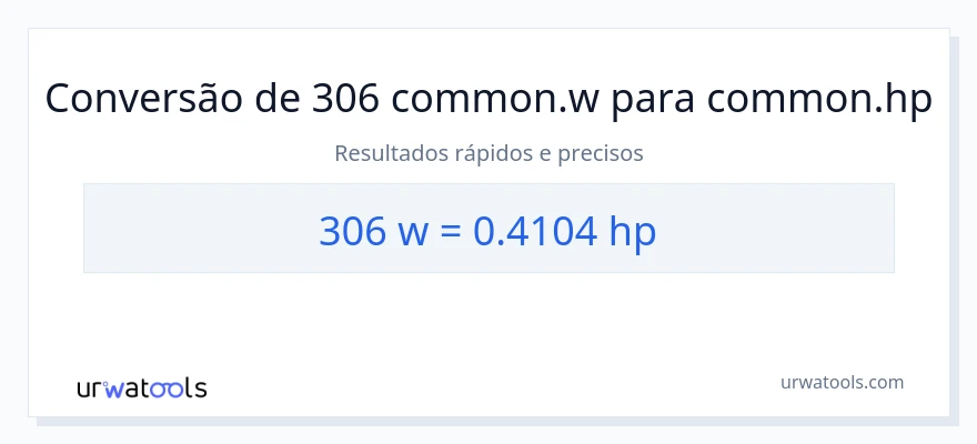 Conversão de 306 watts para cavalos de potência
