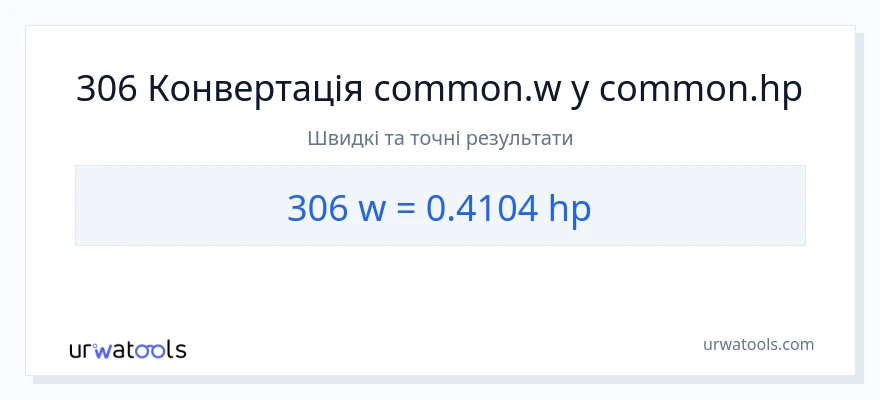 Конверсія з вати у кінська сила: 306