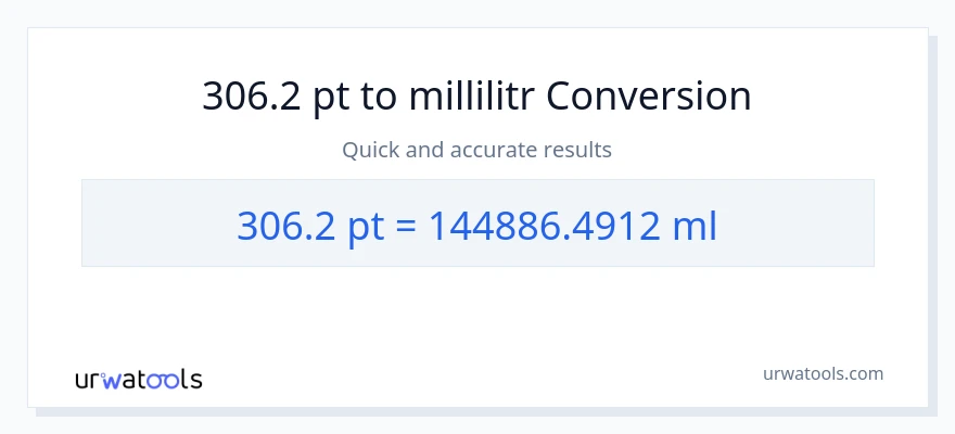 306.2 Pints-dən millilitr-ə çevrilmə