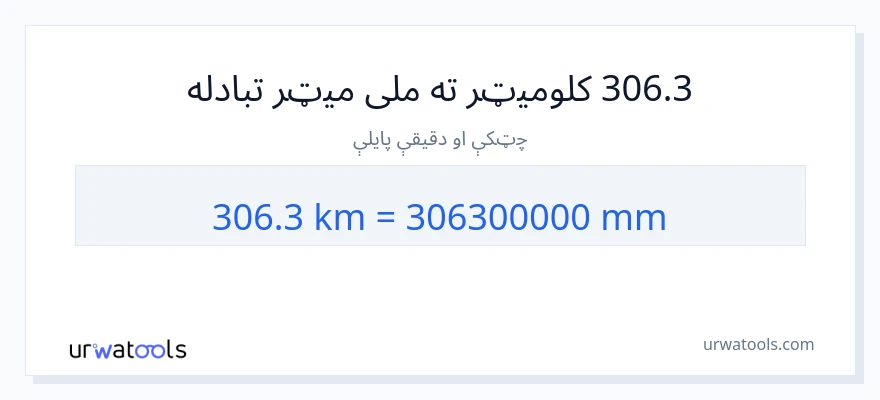 306.3 کیلومتره ته ملی متره بدلون